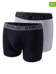 Replay Underwear Bokserki (2 pary) w kolorze czarnym i szarym rozmiar: XL. Czarne bokserki męskie Replay Underwear, bez wzorów. Za 43.99 zł.