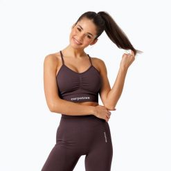 Biustonosz treningowy Carpatree Allure Seamless. Brązowe biustonosze sportowe damskie Carpatree, bez wzorów, z elastanu. Za 149.99 zł.