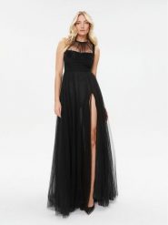 Elisabetta Franchi Sukienka wieczorowa AB-400-36E2-V890 Czarny Regular Fit. Czarne sukienki damskie Elisabetta Franchi, bez wzorów, z syntetyku, wizytowe, bez kołnierzyka, bez ramiączek. Za 3,549.00 zł.