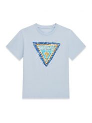 Guess T-Shirt L6GI00 K8HM4 Błękitny Regular Fit. Niebieskie t-shirty chłopięce Guess, z aplikacjami, z bawełny, bez ramiączek. Za 99.99 zł.