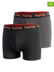 Replay Underwear Bokserki (2 pary) w kolorze czarnym i szarym rozmiar: XXL. Czarne bokserki męskie Replay Underwear, bez wzorów. Za 43.99 zł.