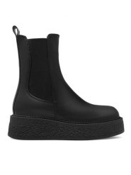Badura Sztyblety BIBAO-0701 Czarny. Czarne botki damskie Badura, ze skóry, bez obcasa, na koturnie, bez zapięcia. Za 429.99 zł.