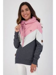 Alife and kickin Sweter "StellaAK" w kolorze jasnoróżowo-szaro-białym rozmiar: S. Białe swetry klasyczne damskie Alife and Kickin, s, ze skóry, bez kołnierzyka. Za 170.07 zł.