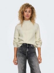 ONLY Sweter w kolorze kremowym rozmiar: M. Brązowe golfy damskie Only, m, bez wzorów, ze splotem, bez ramiączek. Za 109.78 zł.
