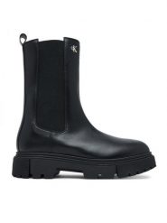 Calvin Klein Kozaki Tronchetto V4A5-83137-1355 D Czarny. Czarne kozaki dziewczęce CALVIN KLEIN, bez wzorów, ze skóry, bez obcasa. Za 559.99 zł.