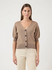 YAS Kardigan w kolorze jasnobrązowym rozmiar: XL. Brązowe kardigany damskie YAS, s, bez wzorów, z wiskozy. Za 96.37 zł.