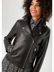 Aniston Kurtka w kolorze czarnym ze skóry syntetycznej rozmiar: 40. Czarne kurtki damskie Aniston, bez wzorów, ze skóry, bez kaptura. Za 160.96 zł.