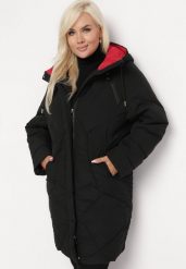 Czarna Kurtka z Pikowaniem i Kapturem oraz Kieszeniami przy Ramionach Foxile. Czarne kurtki damskie Born2be, xl, bez wzorów. Za 319.99 zł.