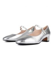 Loft37 Skórzane czółenka "Fall In Love" w kolorze srebrnym rozmiar: 39. Szare czółenka damskie loft37, bez wzorów, bez obcasa. Za 368.96 zł.