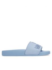 LOVE MOSCHINO Klapki JA28052G1MI15712 Niebieski. Niebieskie klapki damskie Love Moschino, bez wzorów, z syntetyku, bez obcasa. Za 259.99 zł.