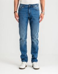 Męskie Spodnie Jeansowe Tom Tailor Josh Used Mid Stone Blue Denim Regular Slim Fit 1007860 10119. Niebieskie spodnie materiałowe męskie Tom Tailor, bez wzorów, z denimu. W wyprzedaży za 119.99 zł.