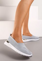 Szare Tenisówki Elastyczne z Metaliczną Wstawką na Zapiętku Jestella. Szare trampki i tenisówki damskie Renee, bez wzorów, z jeansu. Za 44.99 zł.