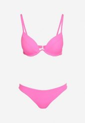 Fuksjowe Bikini Usztywniany Biustonosz z Zapięciem z Tyłu i Majtkami Figami Ermarie. Czerwone bikini damskie Renee, bez wzorów. Za 49.99 zł.