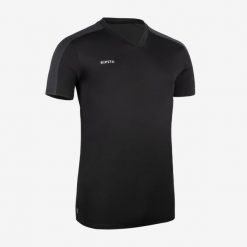 Koszulka do piłki nożnej Kipsta Essential. Białe bluzki damskie KIPSTA, l, bez wzorów, z materiału, sportowe, bez kołnierzyka, bez ramiączek. Za 34.99 zł.