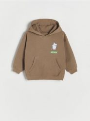 Bluza Muminki - fioletowy. Fioletowe bluzy i bluzki niemowlęce Reserved, bez wzorów, z bawełny, bez ramiączek, bez kaptura. W wyprzedaży za 39.99 zł.
