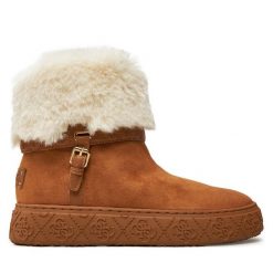 Botki Guess. Brązowe botki damskie Guess, bez obcasa, na płaskiej podeszwie, bez zapięcia. Za 709.99 zł.