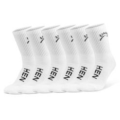 Everyday – półwysokie – skarpety sportowe – białe – zestaw 6 par – rozmiar 39–42. Białe skarpetki męskie HEN SPORTSGEAR, bez wzorów, z bawełny. Za 29.99 zł.