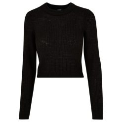 Sweter Damski Gofrowany Krótki. Czarne swetry klasyczne damskie Urban Classics, xs, bez kołnierzyka. Za 122.99 zł.