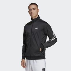Bluza do tenisa męska Adidas 3-Stripes Knit Tennis Jacket. Czarne bluzy bez kaptura męskie Adidas, l, z materiału. W wyprzedaży za 239.75 zł.