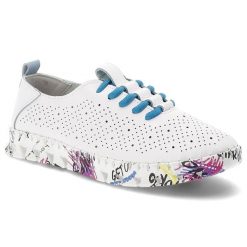 Półbuty damskie Vinceza, cholewka ze skóry naturalnej z perforacją zapewniającą przewiewność klasyczne wiązanie w kontrastowym kolorze, białe, 102656. Białe półbuty damskie VINCEZA, bez wzorów, ze skóry, klasyczne, bez obcasa. Za 159.00 zł.