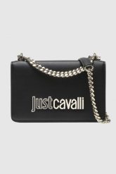 JUST CAVALLI Czarna torebka Range Metal Lettering. Czarne torebki klasyczne damskie Just Cavalli, bez wzorów, z materiału, bez dodatków. W wyprzedaży za 399.99 zł.