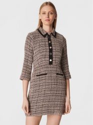 Morgan Sukienka dzianinowa 222-ROZIA.F Beżowy Regular Fit. Brązowe sukienki damskie Morgan, bez wzorów, z bawełny, bez kołnierzyka, bez ramiączek. Za 449.99 zł.