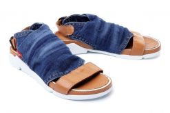 LANQIER 40C283 jeans, sandały damskie. Niebieskie sandały damskie Lanqier, bez wzorów, z gumy, bez obcasa. Za 94.95 zł.