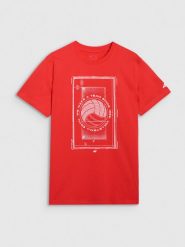 4F T-shirt regular z nadrukiem siatkarskim męski - czerwony XXL. Czerwone t-shirty męskie 4f, l, bez wzorów, z bawełny, bez kołnierzyka. Za 69.99 zł.