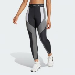 Legginsy Techfit 7/8 Colorblock. Brązowe legginsy damskie Adidas, xs, bez wzorów, z materiału. Za 202.90 zł.