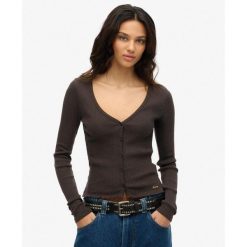 Bluzka z guzikami, niezbędna z długim rękawem. Czarne bielizna termoaktywna damska Superdry., bez wzorów, z bawełny. Za 147.75 zł.