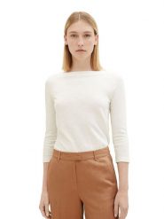 Tom Tailor Koszulka w kolorze kremowym rozmiar: 3XL. Brązowe bluzki damskie Tom Tailor, xl, bez wzorów, z bawełny, bez kołnierzyka, bez ramiączek. Za 48.28 zł.