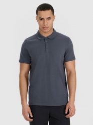 4F Koszulka polo regular męska - szara XL. Szare koszulki polo męskie 4f, m, bez wzorów, z bawełny, bez ramiączek. Za 99.99 zł.