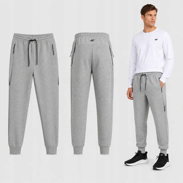 SPODNIE MĘSKIE SPORTOWE 4F JOGGERY DRESOWE SZARE. Szare spodnie sportowe męskie 4f, z dresówki. Za 159.99 zł.