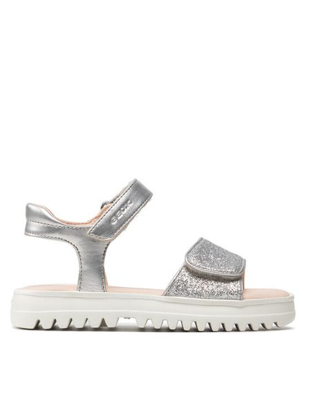 Geox Sandały J S.Coralie G. B J256EB 0NFEW C1007 S Srebrny. Szare sandały dziewczęce Geox, ze skóry, bez zapięcia. Za 239.99 zł.