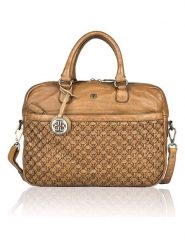 Bellicci Skórzana aktówka "Presley" w kolorze jasnobrązowym - 37,5 x 27 x 5 cm rozmiar: onesize. Brązowe aktówki damskie Bellicci, z materiału. Za 424.45 zł.