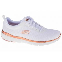 Buty sportowe Sneakersy damskie, Skechers Flex Appeal 3.0. Białe buty sportowe na co dzień damskie Skechers, bez wzorów, z materiału, trekkingowe. Za 299.99 zł.
