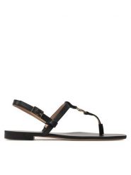 TWINSET Sandały 241TCT100 Czarny. Czarne sandały damskie Twinset, bez wzorów, ze skóry, bez obcasa, na płaskiej podeszwie. Za 799.99 zł.