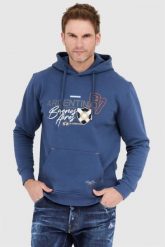 LA MARTINA Granatowa bluza męska z naszywkami. Niebieskie bluzy bez kaptura męskie La Martina, l. W wyprzedaży za 449.99 zł.