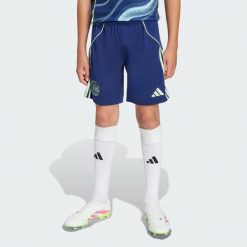 Szorty Ajax Amsterdam 25/26 Away. Niebieskie szorty damskie Adidas, bez wzorów, sportowe. Za 179.00 zł.
