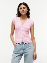 Tommy Hilfiger kamizelka z dzianiny Kobiety Bawełna (100%) różowy, S. Czerwone kamizelki damskie Tommy Hilfiger, s, z bawełny. Za 529.95 zł.