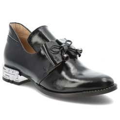 Czarne Półbuty Armodo Lakierowane Stylowe Obuwie Damskie. Czarne półbuty damskie Armodo, bez wzorów, z lakierowanej skóry, biznesowe, bez obcasa, na obcasie. Za 356.99 zł.