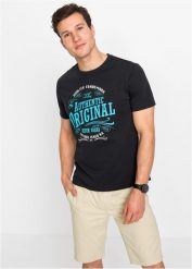 T-shirt z czystej bawełny (2 szt.). Czarne t-shirty męskie bonprix, l, bez wzorów, z bawełny, bez kołnierzyka. Za 97.99 zł.