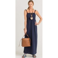 SUKIENKA OSCURO Max Mara Leisure. Niebieskie sukienki damskie Max Mara Leisure, na imprezę, l, z aplikacjami, z bawełny, bez kołnierzyka, bez ramiączek, maxi. Za 679.00 zł.
