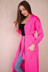 Sweter długi kardigan wiązany w talii różowy neon. Czerwone kardigany damskie KESI, l, bez wzorów, z wełny. Za 178.78 zł.