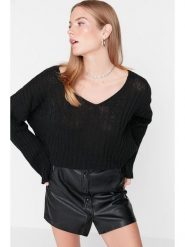 Trendyol Sweter w kolorze czarnym rozmiar: XS. Czarne swetry klasyczne damskie Trendyol, xs, z wełny, bez kołnierzyka. Za 56.99 zł.