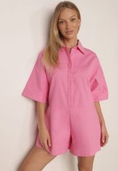 Różowy Bawełniany Kombinezon Casual o Kroju Oversize z Krótkimi Nogawkami Astracia. Czerwone kombinezony damskie Born2be, na lato, l, bez wzorów, z bawełny, casualowe, bez kołnierzyka, bez ramiączek, krótkie. Za 179.99 zł.