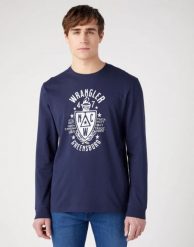 LEE AMERICANA TEE MĘSKA KOSZULKA Z DŁUGIM RĘKAWEM LONGSLEEVE NAVY 112341144 W70Q011976. Niebieskie koszulki męskie z długim rękawem Lee, m. Za 109.99 zł.