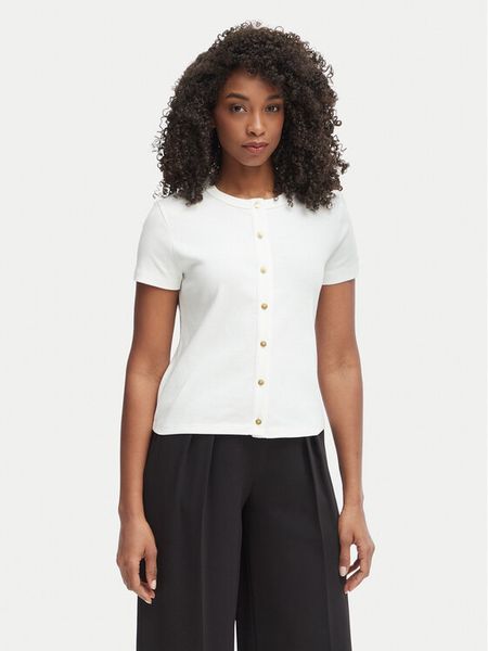 Tommy Hilfiger Bluzka WW0WW48709 Kremowy Slim Fit. Białe bluzki damskie Tommy Hilfiger, xl, bez wzorów, z bawełny, bez ramiączek. Za 249.99 zł.