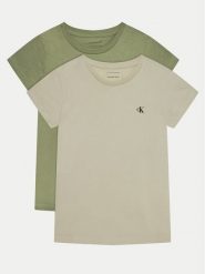Calvin Klein Jeans Komplet t-shirtów IG0IG01258 Khaki Slim Fit. Brązowe spodnie dziewczęce Calvin Klein Jeans, z bawełny. Za 109.99 zł.