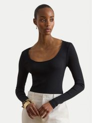 LAUREN RALPH LAUREN Bluzka 200980145005 Czarny Slim Fit. Czarne bluzki damskie Lauren Ralph Lauren, xs, bez wzorów, z syntetyku, bez kołnierzyka, bez ramiączek. Za 419.99 zł.